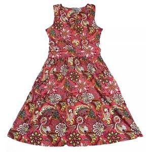 ATHLETA Women's Size XL Jura Retro Floral Paisley Pockets Gathered Waist V-Neck‎